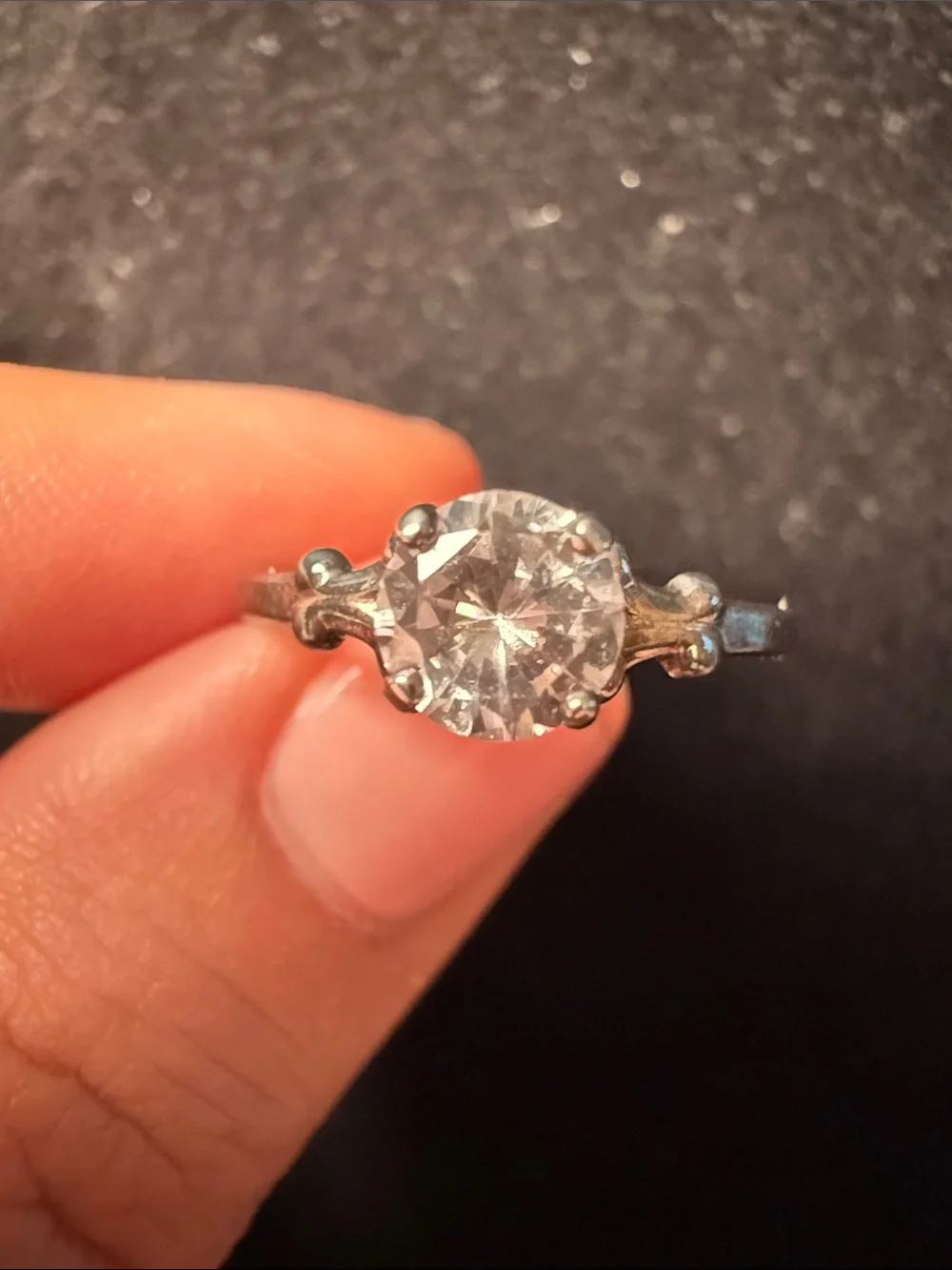 Silver-Tone Round-Cut Solitaire Ring in Clear Crystal Size 9